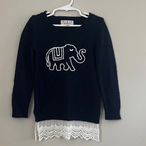 Pink Republic Navy Sweater with Elephant Design